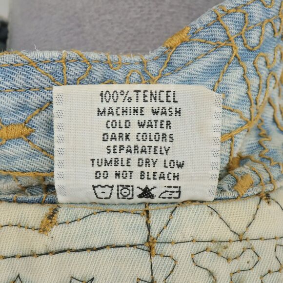 Click by Color Me Cotton Jacket Womens Medium Blue Denim Gold Embroidery Flaws - Picture 7 of 16